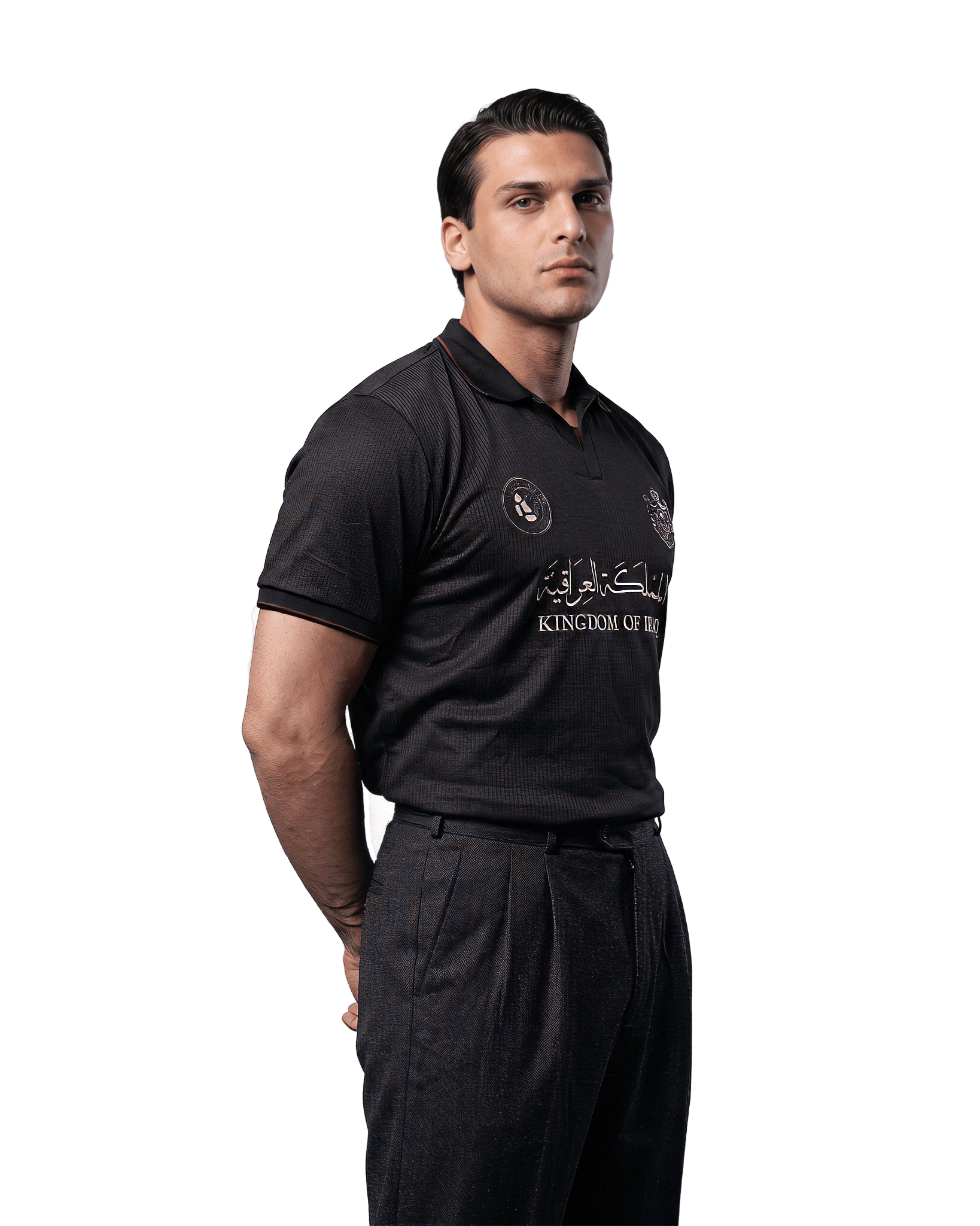 Iraq jersey, Iraq football shirt, Iraqi national team jersey Iraq retro jersey, vintage Iraq football shirt, Iraq classic kit black Iraq jersey, Kingdom of Iraq shirt, Iraq 1958 jersey polo collar football jersey, V-neck retro football shirt