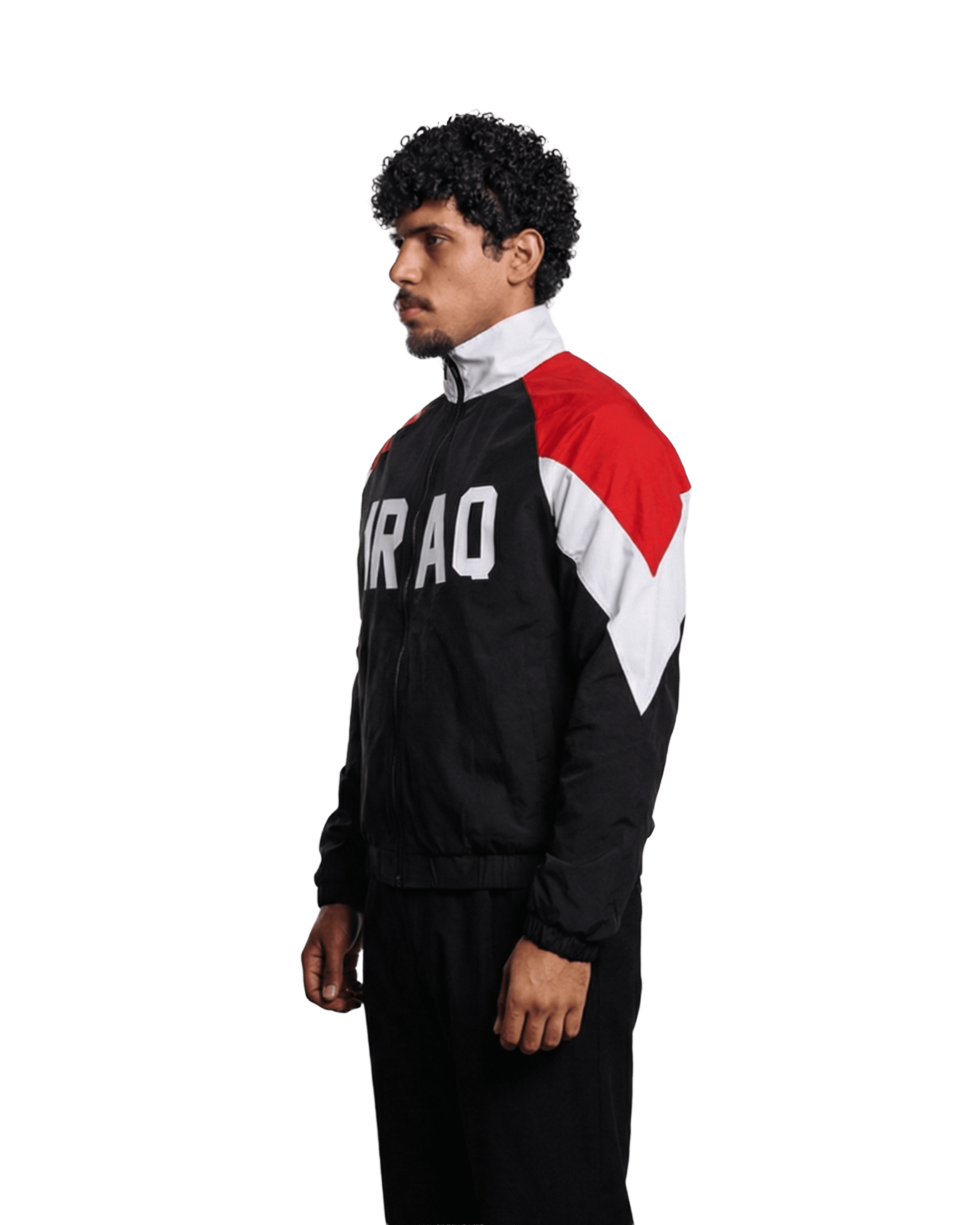 Iraq track jacket, Iraq 90s jacket, Iraq retro jacket Iraq national team jacket, Iraq football jacket, Iraq training jacket vintage Iraq jacket, Iraq 1990s football shirt reissue raglan track jacket, retro raglan jacket, colour block track jacket black and red track jacket, flag colours jacket